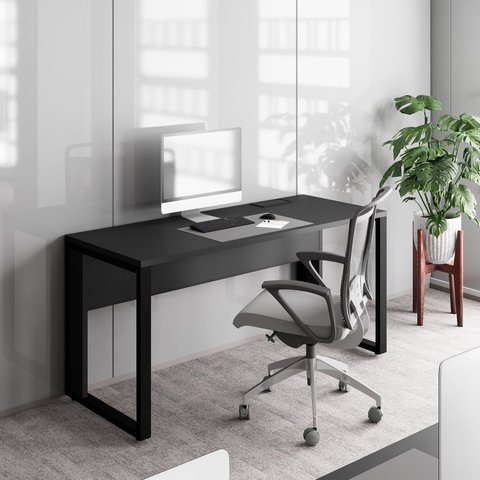 Escrivaninha Mesa Escritório Diretor com Caixa de Tomadas 150cm Industrial Preto