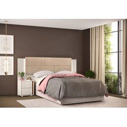 Cabeceira Estofada Rúbia com Mesa de Cabeceira DJ Móveis - 2 Cabeceira Estofada Rúbia com Mesa de Cabeceira DJ Móveis - 2