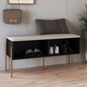 Ver imagem 2 de Sapateira Banco Hall de Entrada Industrial Indy A03 Nero Dourado - Lyam Decor