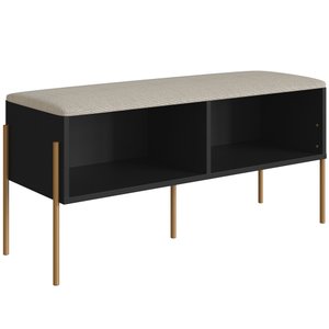 Sapateira Banco Hall de Entrada Industrial Indy A03 Nero Dourado - Lyam Decor
