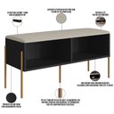 Ver imagem 3 de Sapateira Banco Hall de Entrada Industrial Indy A03 Nero Dourado - Lyam Decor