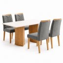 Ver imagem 2 de Conjunto de Mesa de Jantar 4 Lugares Isla e Carol MDF Cinamomo Off White e Cinza