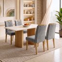 Ver imagem 1 de Conjunto de Mesa de Jantar 4 Lugares Isla e Carol MDF Cinamomo Off White e Cinza