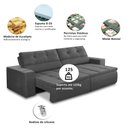 Ver imagem 3 de Sofá Retrátil e Reclinável 3 Lugares 2,50m com Molas Stella Suede Adonai Estofados