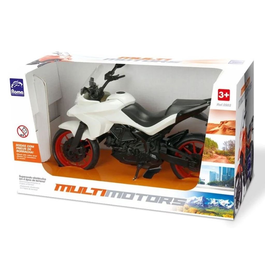 Multi Motocycle Brinquedo Moto 27cm Pneu Borracha Roma 0902:branca - 7
