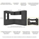 Ver imagem 4 de Armário de Cozinha Completa de Canto com Rodapé Veneza Multimóveis Mp2081.895 Preto