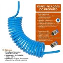 Ver imagem 2 de Kit Mangueira Espiral Pneumática PU 8mm x 10 Metros com 2 Conexões