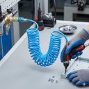 Ver imagem 4 de Kit Mangueira Espiral Pneumática PU 8mm x 10 Metros com 2 Conexões