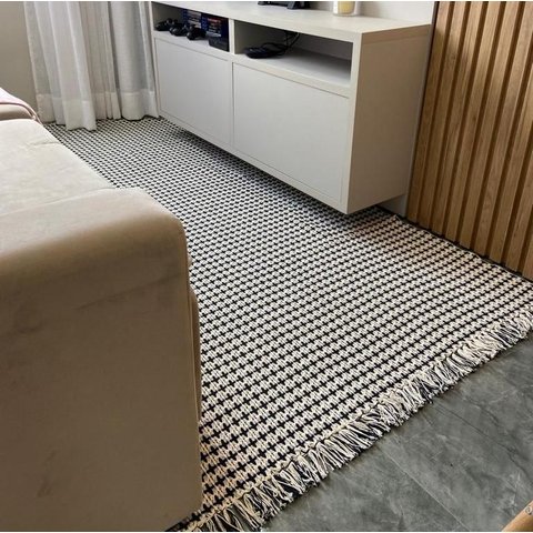 Tapete Boho Andaraí Cinza/preto 140x200cm Algodão