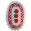 Ver imagem 1 de Tapete de Crochê Oval 3 Flores Artesanal