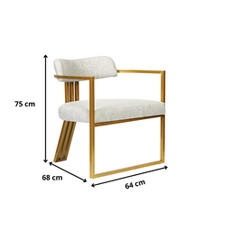 Kit 02 Poltronas Oregon Linho Bege Estrutura Dourado - 9