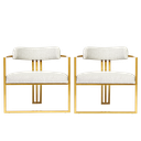 Ver imagem 1 de Kit 02 Poltronas Oregon Linho Bege Estrutura Dourado