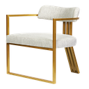 Ver imagem 3 de Kit 02 Poltronas Oregon Linho Bege Estrutura Dourado