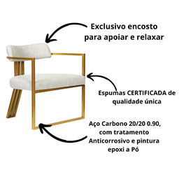 Kit 02 Poltronas Oregon Linho Bege Estrutura Dourado - 8