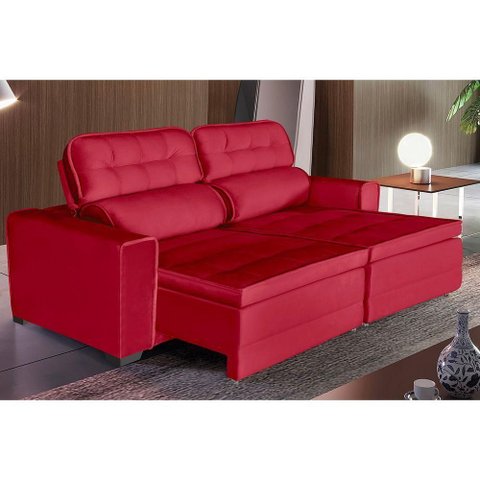 Sofá Império 4 Lugares 2,20cm Retrátil e Reclinável - de Casa Décor e Estofados Vermelho