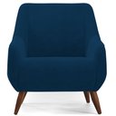 Ver imagem 6 de Kit 02 Poltronas Decorativa Fixa Pés de Madeira Paloma D02 Veludo Azul Marinho B-304 - Lyam Decor