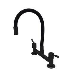 Torneira Para Cozinha Misturador Flexível 1/4 V Colorido Preto Fosco C61 Alavanca - 2