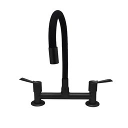 Torneira Para Cozinha Misturador Flexível 1/4 V Colorido Preto Fosco C61 Alavanca - 6