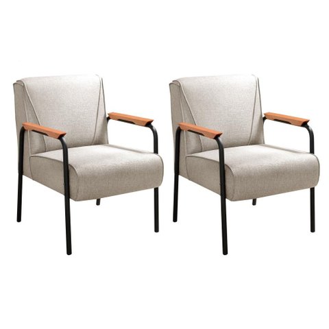 Kit 2 Poltronas Jade Cor:Linho Bege 140