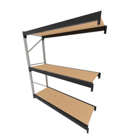 Mini Porta Pallet 200 kg por Nivel Continuação com 3 Niveis Preto com MDF Cru
