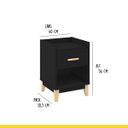 Ver imagem 3 de Mesa de Cabeceira Pequena 40 X 56 X 38 Cm 1 Gaveta 1 Nicho Pés Madeira Mdp Preto - Clicklar