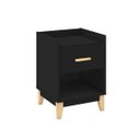 Ver imagem 1 de Mesa de Cabeceira Pequena 40 X 56 X 38 Cm 1 Gaveta 1 Nicho Pés Madeira Mdp Preto - Clicklar