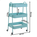 Ver imagem 4 de Carrinho Organizador Multiuso 3 Prateleiras Metal Rodinhas