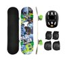 Skate Infantil, Shape de Madeira, Kit c/ Capacete, Cotoveleira e Joelheira - 1