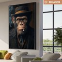 Ver imagem 1 de Quadro Decorativos Chimpanzé Gangster Sala Quarto Casa Escritório