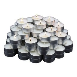 Saco com 30 Velas Rechaud Brancas C/ Suporte em Alumínio - 1