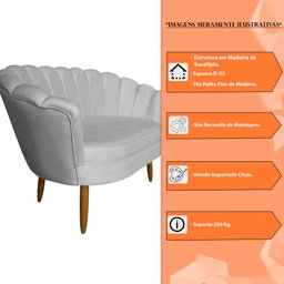 Namoradeira Pétala 2 Lugares Decorativa Veludo Cinza - Montanaris Decor MD MONTANARIS DECOR - 6