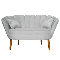 Namoradeira Pétala 2 Lugares Decorativa Veludo Cinza - Montanaris Decor MD MONTANARIS DECOR - 1