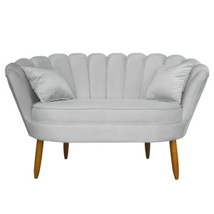 Namoradeira Pétala 2 Lugares Decorativa Veludo Cinza - Montanaris Decor MD MONTANARIS DECOR