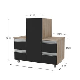 Gabinete Banheiro Coluna para Encaixe Madeirado / Preto - 3