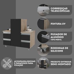 Gabinete Banheiro Coluna para Encaixe Madeirado / Preto - 4