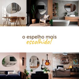 Espelho Pinterest Orgânico Decorativo Grande 64x44cm Borda em Couro 3cm - Mod. Nuvem Preto - 3