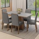 Ver imagem 1 de Conjunto Sala de Jantar Tampo de Madeira 6 Cadeiras Rustic/Cinza/Silver Cedro Madesa