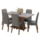 Ver imagem 2 de Conjunto Sala de Jantar Tampo de Madeira 6 Cadeiras Rustic/Cinza/Silver Cedro Madesa