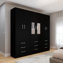 Ver imagem 1 de Guarda-roupa Casal Madri 6 Portas 9 Gavetas com Espelho Preto - Panorama Móveis