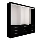 Ver imagem 6 de Guarda-roupa Casal Madri 6 Portas 9 Gavetas com Espelho Preto - Panorama Móveis