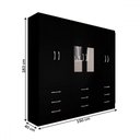 Ver imagem 5 de Guarda-roupa Casal Madri 6 Portas 9 Gavetas com Espelho Preto - Panorama Móveis