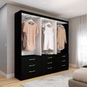 Ver imagem 2 de Guarda-roupa Casal Madri 6 Portas 9 Gavetas com Espelho Preto - Panorama Móveis