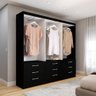 Guarda-roupa Casal Madri 6 Portas 9 Gavetas com Espelho Preto - Panorama Móveis - 2