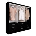 Ver imagem 4 de Guarda-roupa Casal Madri 6 Portas 9 Gavetas com Espelho Preto - Panorama Móveis