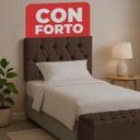 Ver imagem 4 de Cabeceira Solteiro Paris Estofada Painel com Recamier Baú 80cm para Cama Box Marrom - Arkell