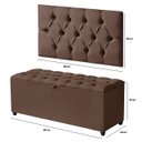 Ver mais imagens de Cabeceira Solteiro Paris Estofada Painel com Recamier Baú 80cm para Cama Box Marrom - Arkell
