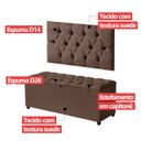 Ver imagem 5 de Cabeceira Solteiro Paris Estofada Painel com Recamier Baú 80cm para Cama Box Marrom - Arkell