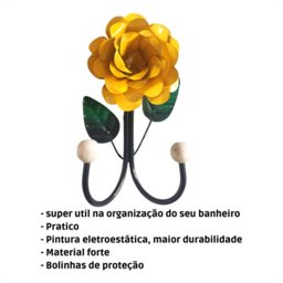Cabide de 2 Ganchos em Ferro / Porta Toalha 2 Ganchos em Ferro / Varias Cores:amarelo - 3