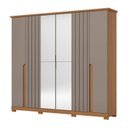 Ver imagem 2 de Guarda-Roupa Casal com Espelho 6 Portas 6 Gavetas Napoli Marrom/Cinamomo/Avelã