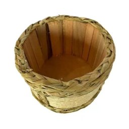 Vaso Cachepot 14x19x19 de Madeira Revestido C/ Palha Taboa - 2
